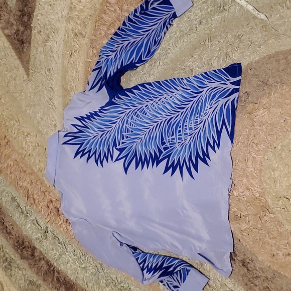 Bob Mackie Blue Button Down Shirt large  100 % silk - Picture 5 of 7